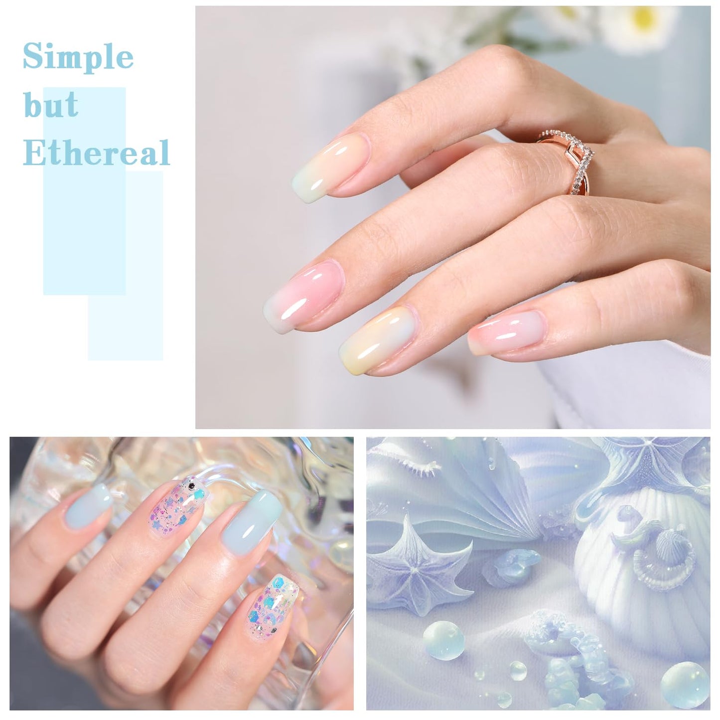 SHOYUM Jelly Pastel Gel Nail Polish Set 10Pcs Candy Colors Collection,Translucent Spring Summer nail gel polish Manicure at Home DIY Easter Mother's Day Gifts