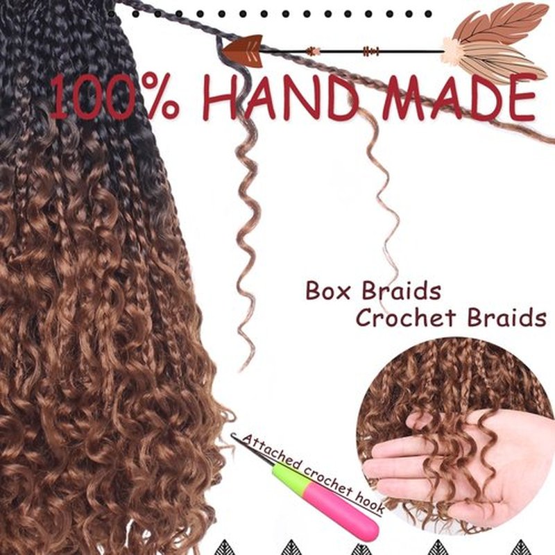 Beverlee Boho Box Braids 8 Packs Goddess Box Braids 14 Inch Bohemian Box Braids Crochet Hair Crochet Box Braids with Curly Ends Pre-looped Synthetic Crochet Hair for Black Womem