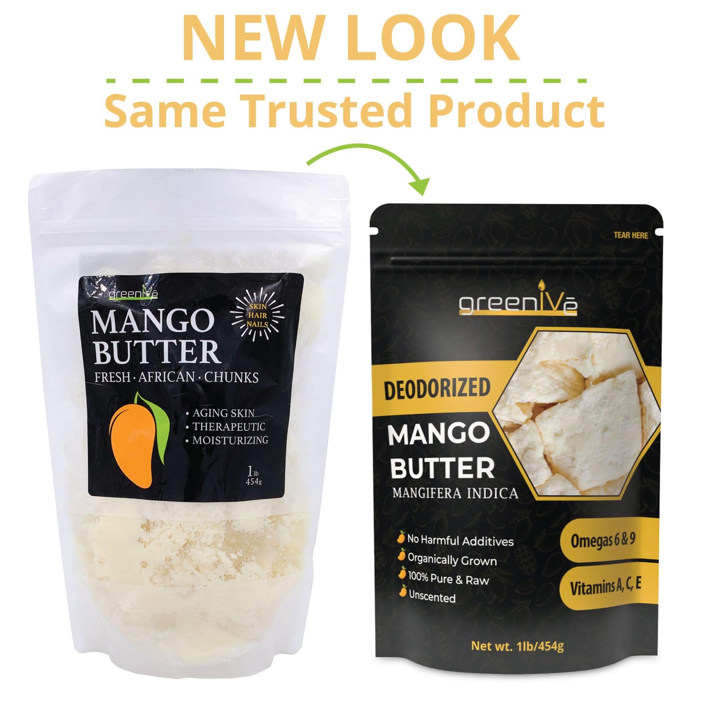 GreenIVe Deodorized Mango Butter Chuncks 100% Pure Raw Unrefined Natural Creamy Skin Hair Moisturizer Hydrating Body Butter Lotion Lip Balm Soap Making DIY Cosmetics Whipped Creams Food Grade 16oz