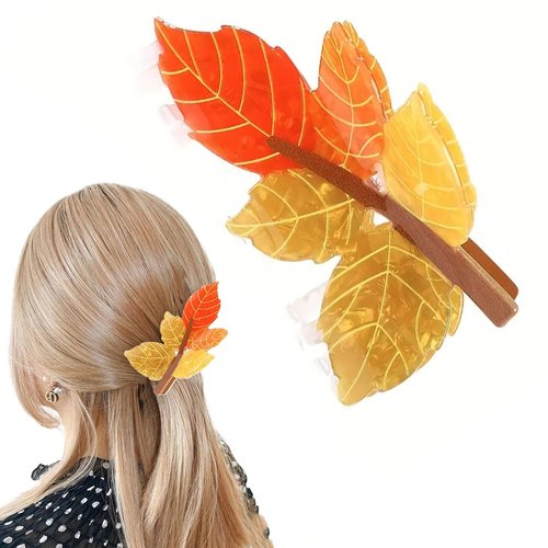Fall Hair Claw Clips Maple Leaf Thanksgiving Hair Clips Nonslip Cute Hair Accessories Fall Leafs Shape Acrylic Hair Clip Medium Size Autumn Shark Jaw Clip for Women Hair Decorations Supplies