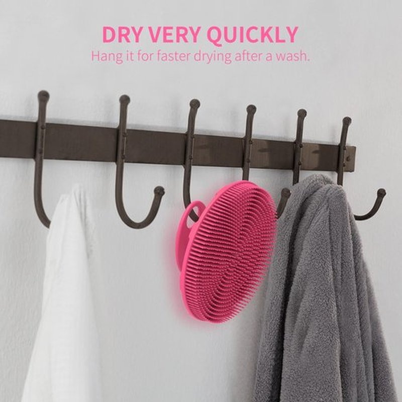 Silicone Body Scrubber Shower Bath Brush, More Hygienic Than Traditional Loofah, Lather Nicely, Long Lasting, Gentle Exfoliating for Women Men Baby Sensitive Skin, 1 Pack, Rose