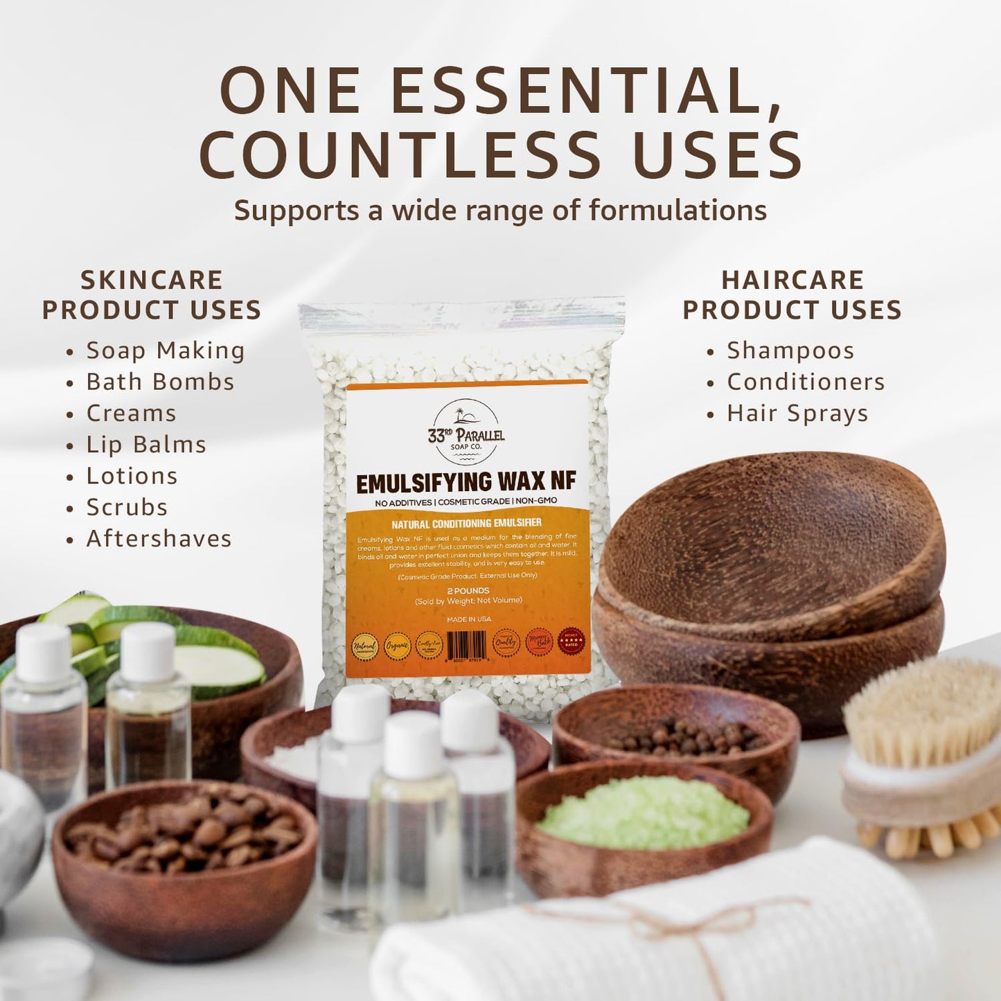 Non-GMO Emulsifying Wax NF Pastilles (6 OZ) 100% Natural Plant Derived | For Lotions, Creams, Soap Making, Hair Products | Cosmetic Grade | Product of USA | 6 OUNCES