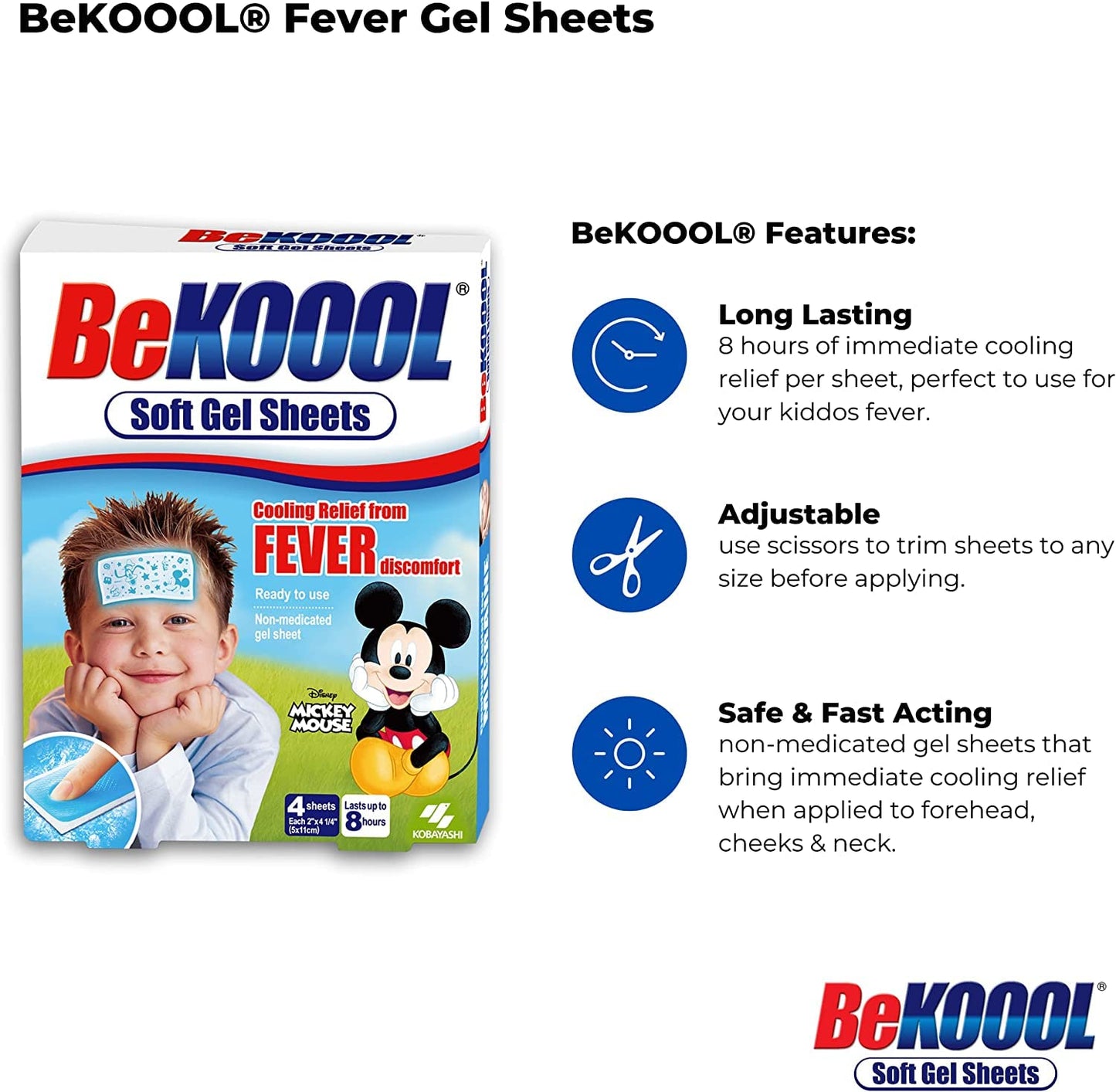 Be Koool Soft Gel Sheets for Kids, 4 Count Per Box (6 Boxes) by BeKoool