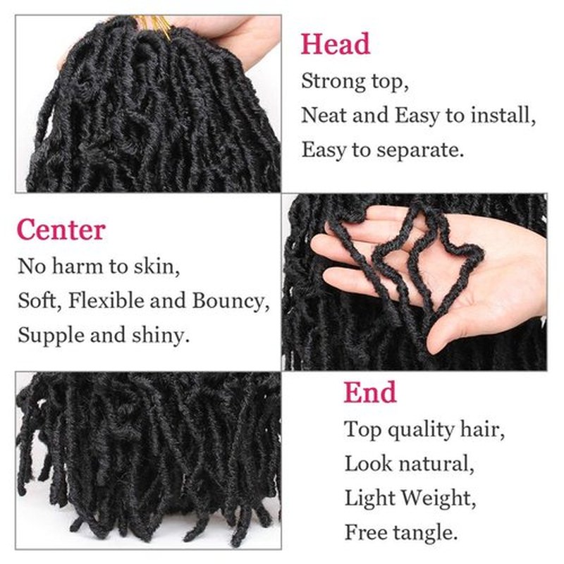 Leeven 12 Inch Short New Soft Locs Crochet Braids Hair For Distressed Butterfly Locs Hair 36 Strands Black Curly Faux Locs Crochet Braiding Hair For Women 1B#