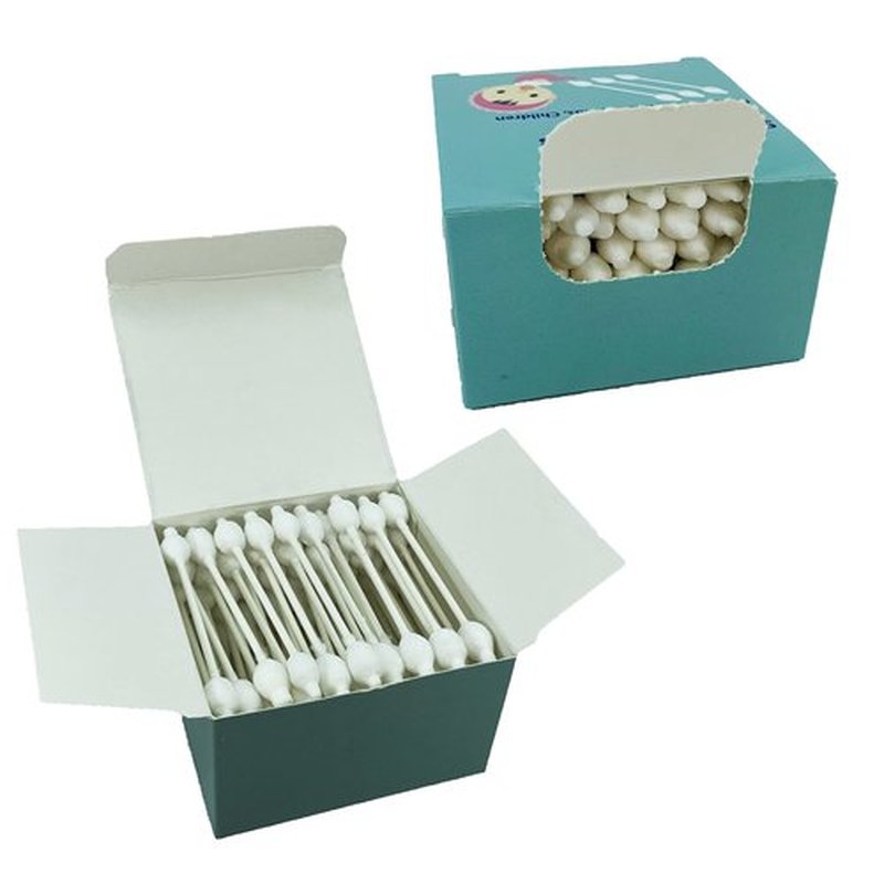 300pcs CGR Baby Safety Cotton Swabs with Large Tips for Newborn, Babies, Kids, Children, 100% Organic Cotton, White Paper Sticks, 5 Pack of 60 Swabs Total(5 Paper Boxes)