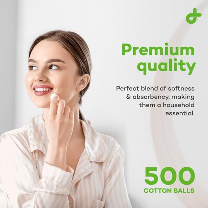 Dealmed Cotton Balls for Face, Makeup & Nail Polish Remover, Medical Uses, & DIY Crafts | Non-Sterile Bulk Pack | Resealable Zip-Locked Bag | 100% Pure Cotton - Soft, Absorbent, Gentle (500 per Bag)