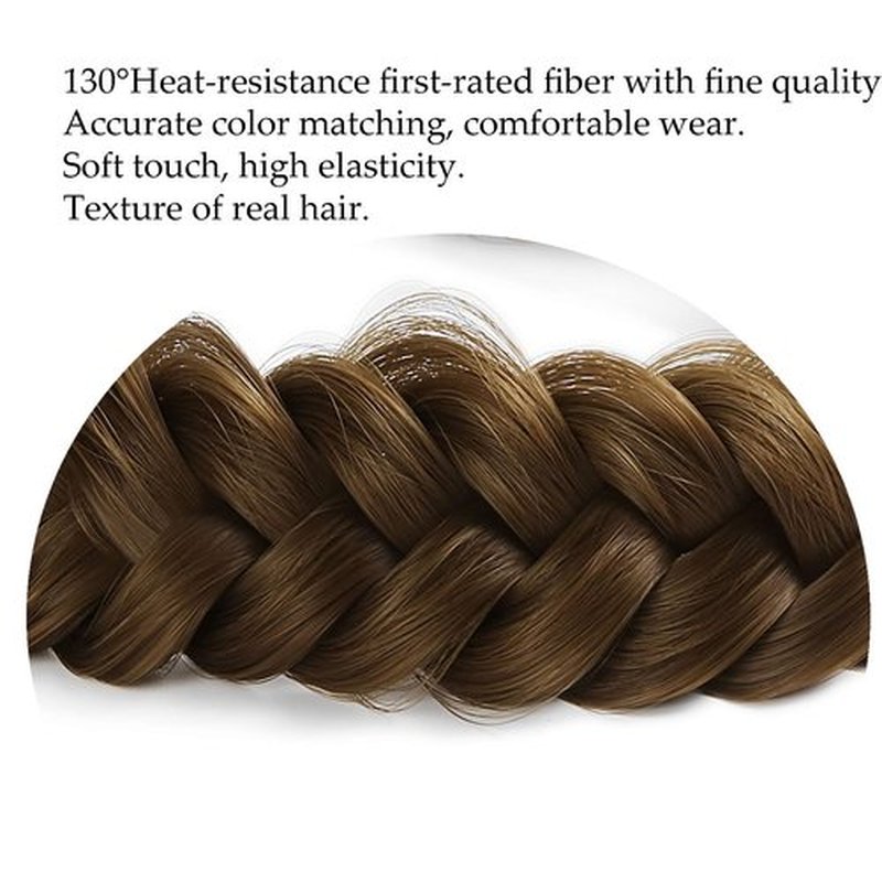 STHEJFB Braid Headband 2 3 Strands combinations Messy Wide Chunky Fluffy Elastic Stretch Hairpiece Braided Headband Women Girl Beauty accessory (Braid pioneer B)