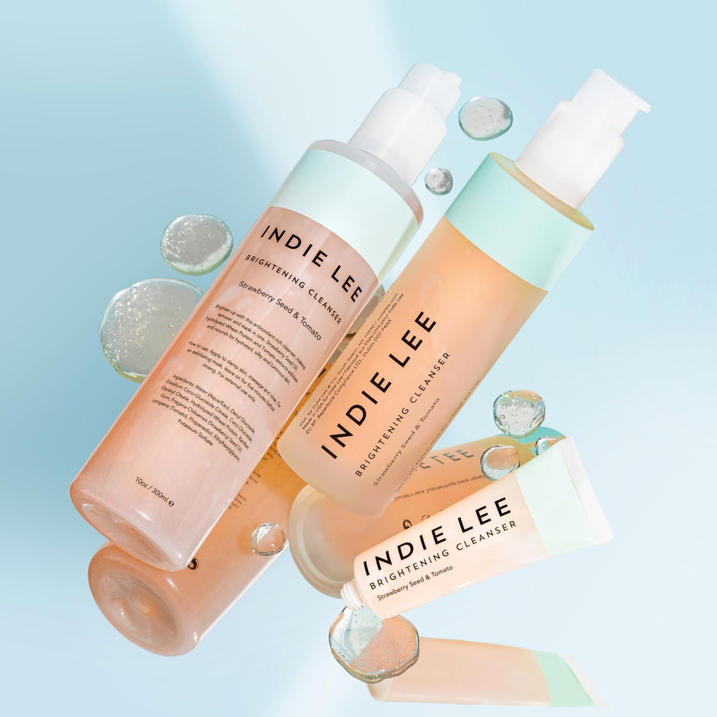 Indie Lee Brightening Facial Cleanser - Daily Hydrating Cleanser, Makeup Remover & Exfoliating Face Mask to Brighten, Firm & Protect Dry Skin - Clean, Gentle Face Wash (10oz)