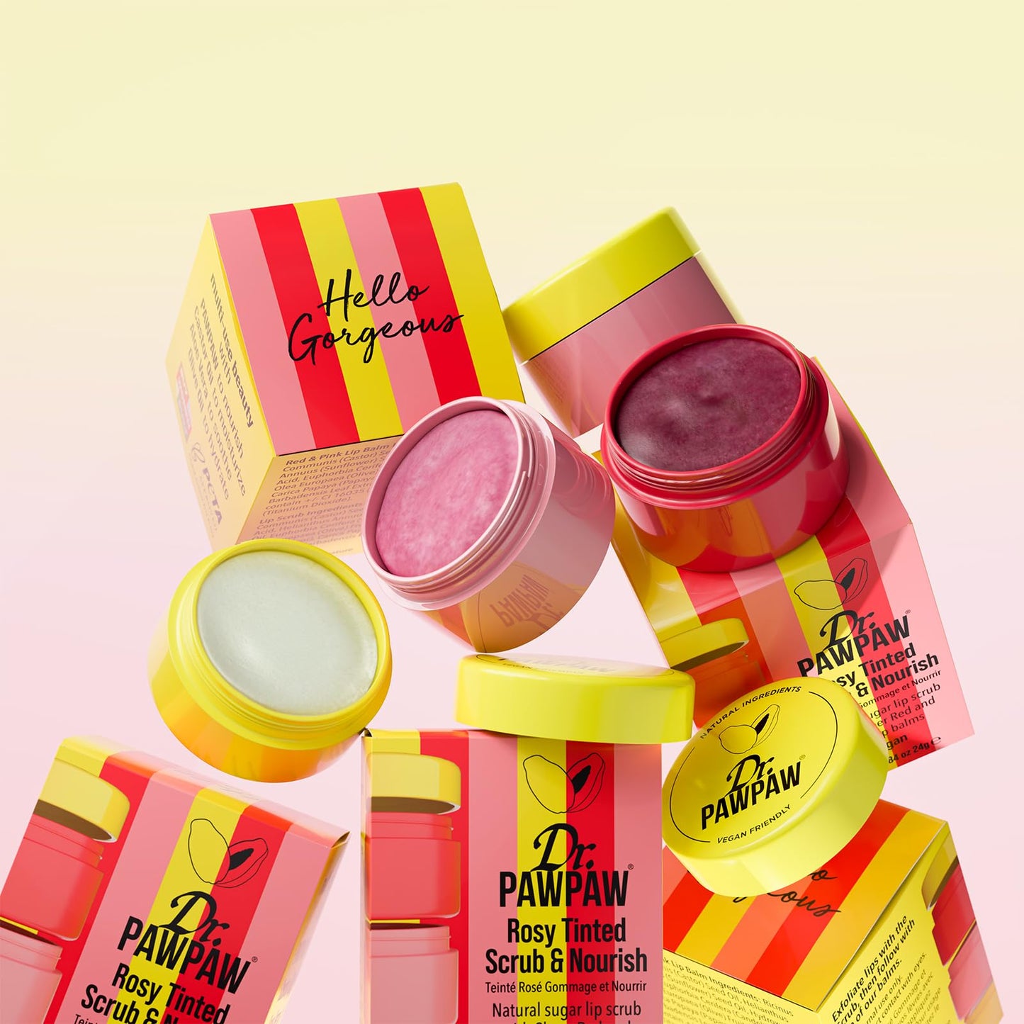 Dr. PawPaw Scrub and Nourish - Rosy Tinted - Lip Scrub Exfoliator and Natural Lip Balm Duo - Moisturizing, Nourishing, Gluten Free Care - 0.8 oz