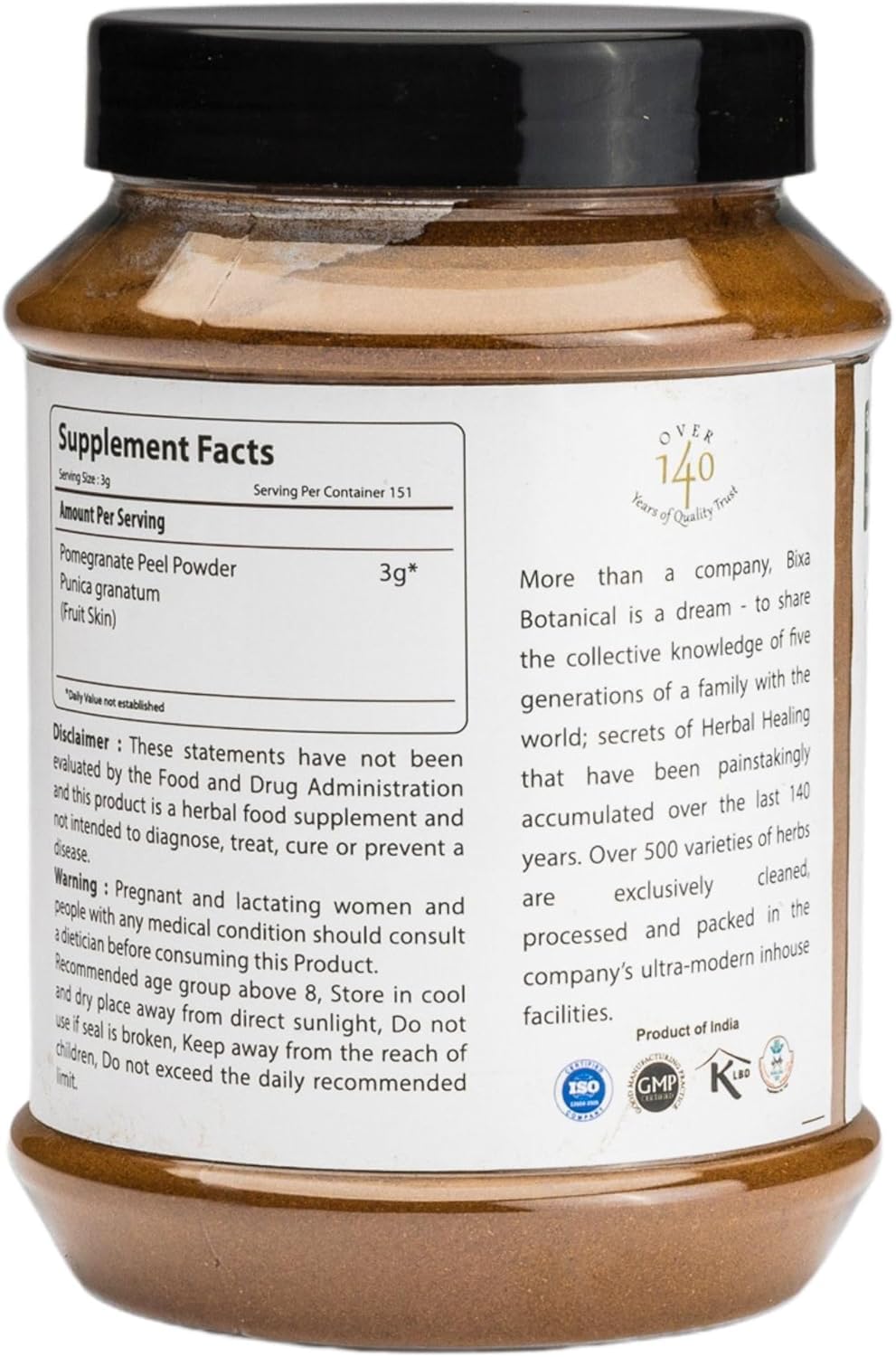 bixa BOTANICAL Pomegranate Peel Powder | Herbal Tea, Skincare & DIY Beauty | Punica Granatum, Ayurvedic Herbal Supplement | Gluten Free, Non-GMO, Steam Treated, Vegan, 100% Pure | 1 lb / 16oz