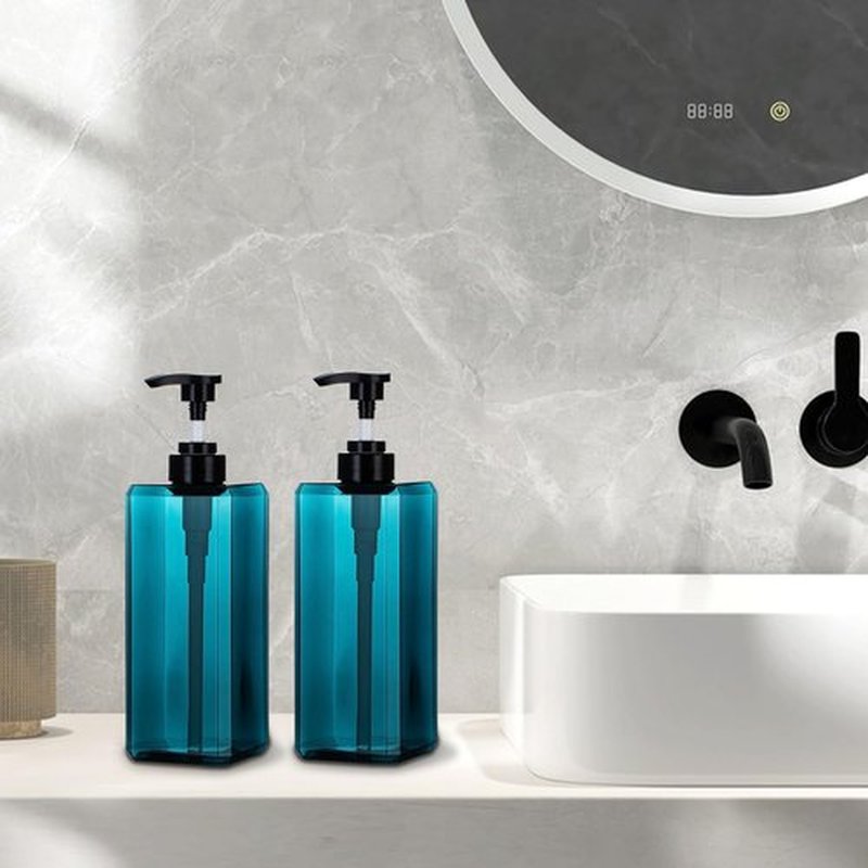 Yebeauty Pump Bottle Dispenser, 27oz 800ml Empty Plastic Shampoo Pump Dispenser Shower Soap Dispenser Refillable Liquid Containers for Conditioner Body Wash, Bathroom Kitchen, 2 Pack Sea Blue