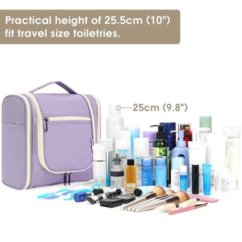 Hanging Toiletry Bag for Women Travel Makeup Bag Organizer Toiletries Bag for Cosmetics Essentials Accessories (Large, Light Purple)