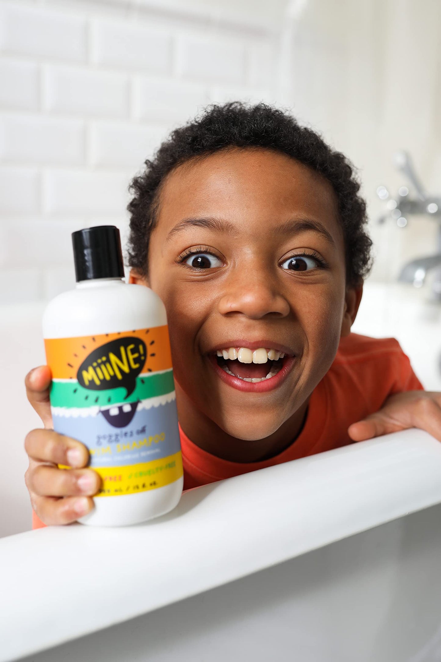 MiiiNE! Goggles Off Swim Shampoo for Kids 12oz - Tear Free Chlorine Shampoo for Pool, Hard Water or Beach - Cruelty Free, Made in USA