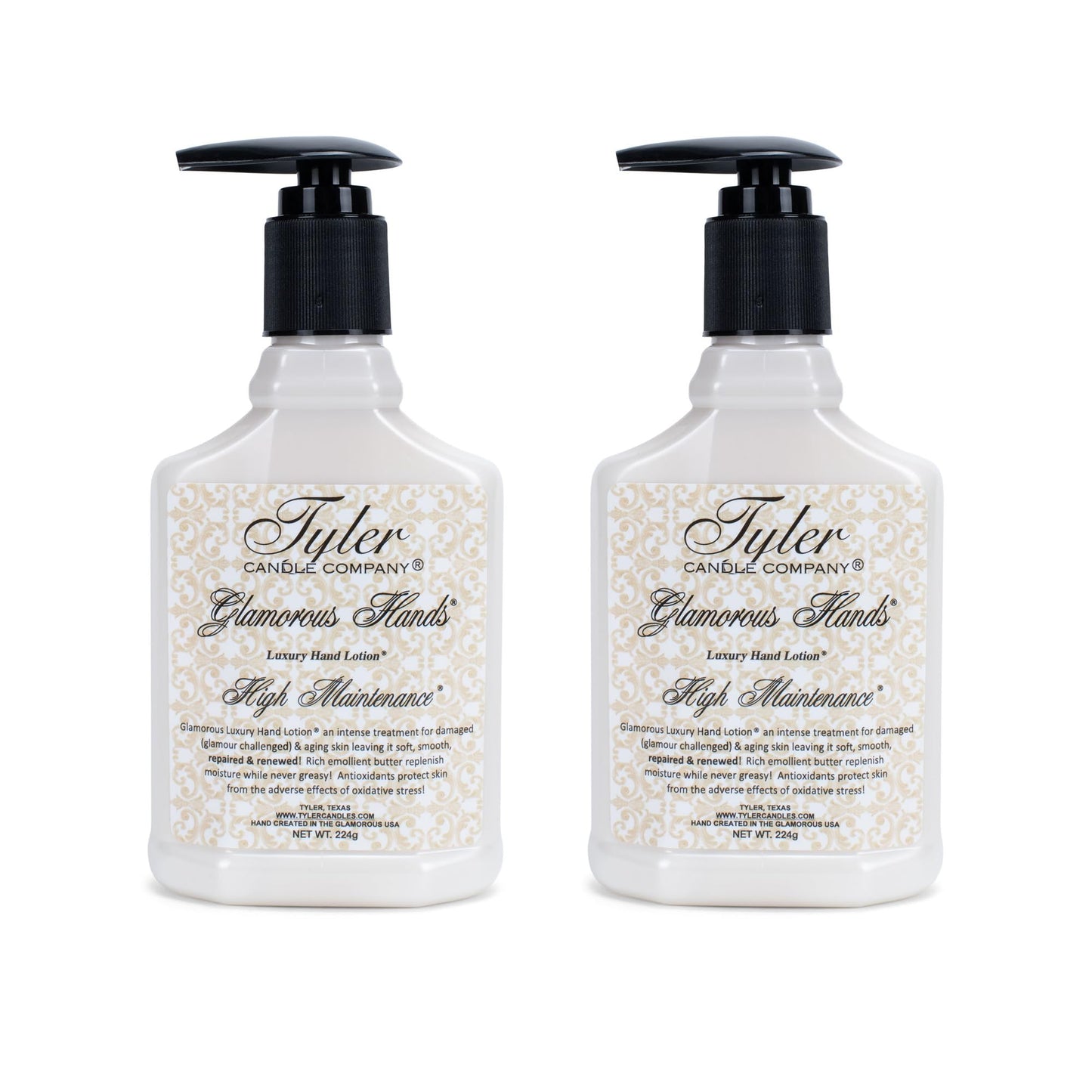 Tyler Glamorous Luxury 8 ounce Hand Lotion Pack of 2, High Maintenance