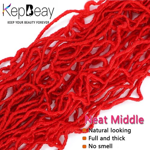 Soft Locs 18Inch 6Packs Long Faux Locs Crochet Hair Pre Looped Soft Goddess Locs Crochet Braids Hair for Women (18 Inch Red) …