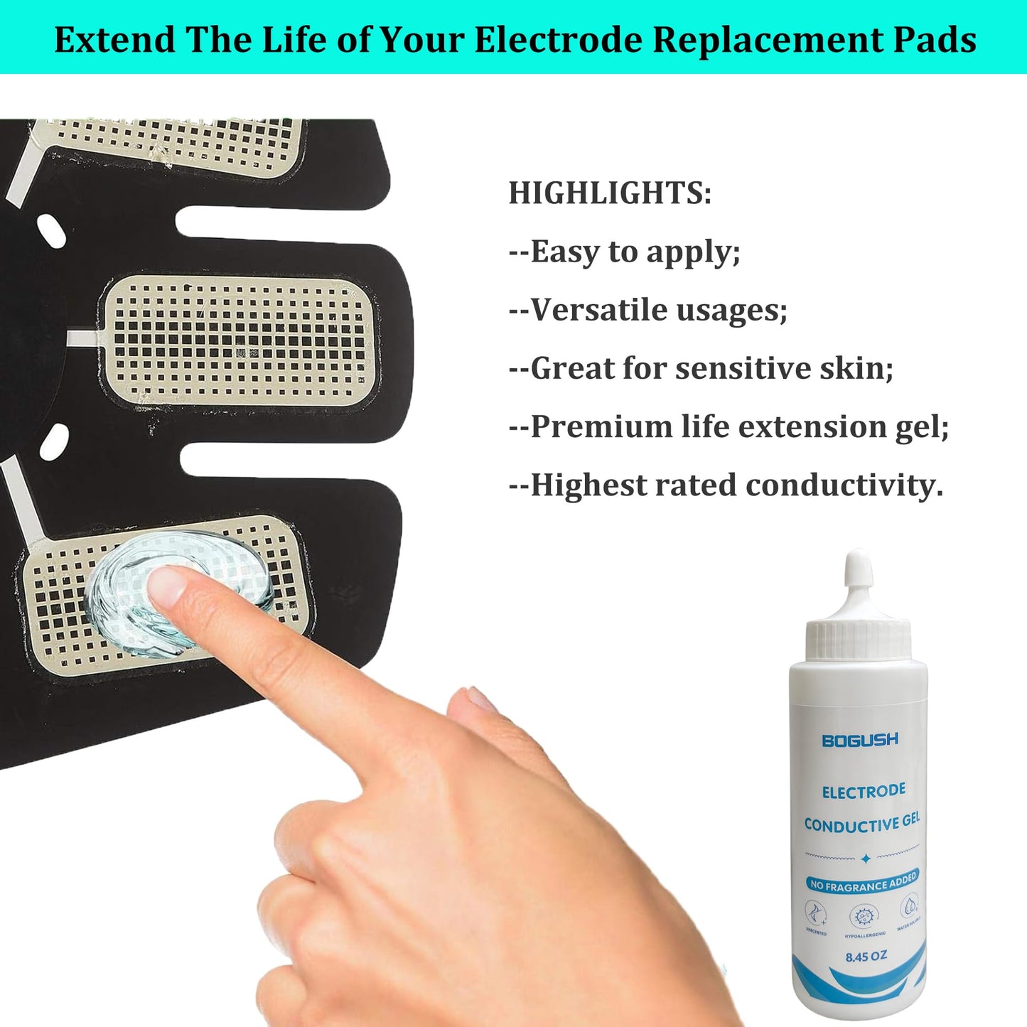 Bogush Electrode Conductive Gel for TENS Unit Pads Electrode Gel 8.45 oz