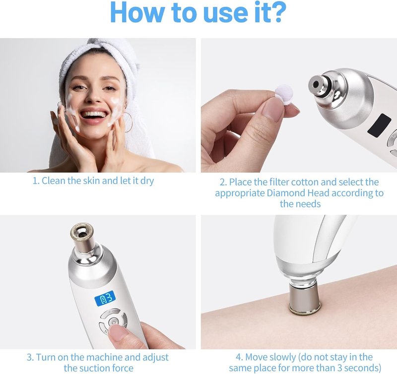 Diamond Microdermabrasion Machine - Portable USB Skin Exfoliation Device | Cordless Blackhead Remover for Women