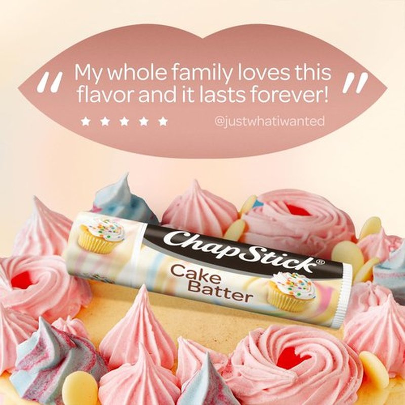 ChapStick Bulk Lip Balm, Cake Batter, 12-Pack - Delicious & Sweet Lip Moisturizer for Dry Lips, Birthday Gifts, Stocking Stuffers, 0.15 Oz Ea