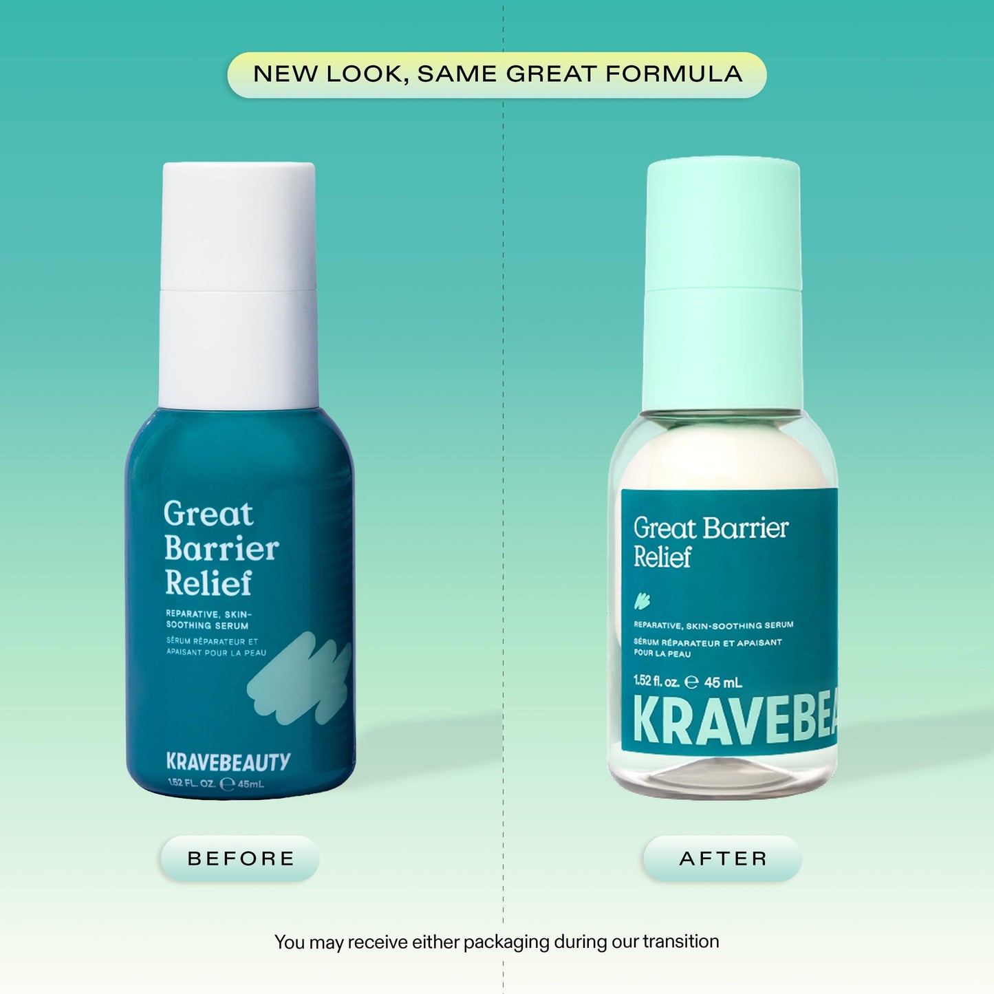 KraveBeauty Great Barrier Relief Serum for Dry or Sensitive Skin, 2 Pack, Hydrates and Repairs the Skin Barrier, Soothing Facial Serum with Ceramides & Niacinamide, Fragrance Free, 2 x 45 mL