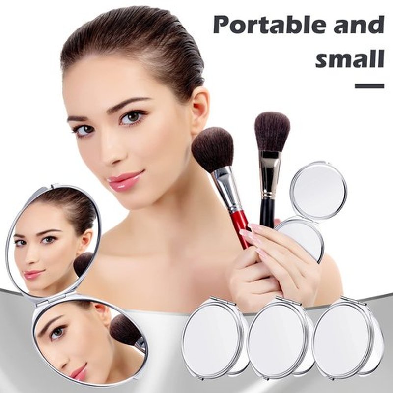 Yalikop 8 Pcs Compact Mirror Bulk with 1X 2X Magnification Double Sided Mini Travel Makeup Mirror Small Portable Pocket Mirror Folding Round Purse Compact Mirrors for Women Bridesmaid Gifts(Silver)