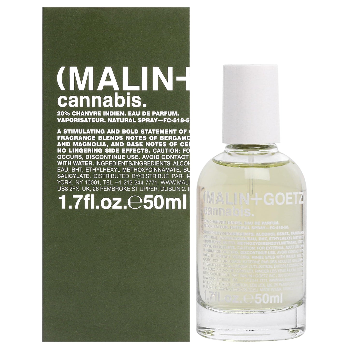 MALIN+GOETZ Cannabis Eau de Parfum, 1.7 Fl. Oz. | Unisex Perfume | Spicy Herbs, Woods & Patchouli Blend | Bold, Modern Scent | Vegan & Cruelty Free