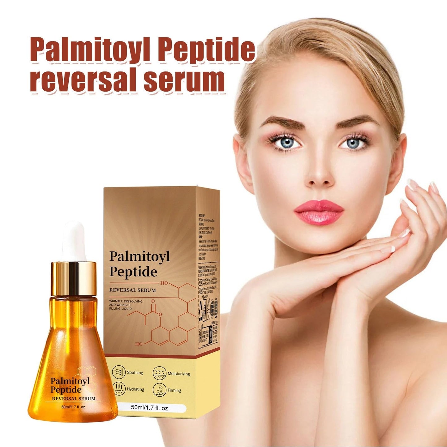 Palmitoyl Peptide Reversal Serum – Anti-Wrinkle, Anti-Grain, Moisturizing & Firming – 50ml (1.7oz) – Wrinkle Dissolving & Skin Hydrating Essence for Youthful Skin (1pcs)