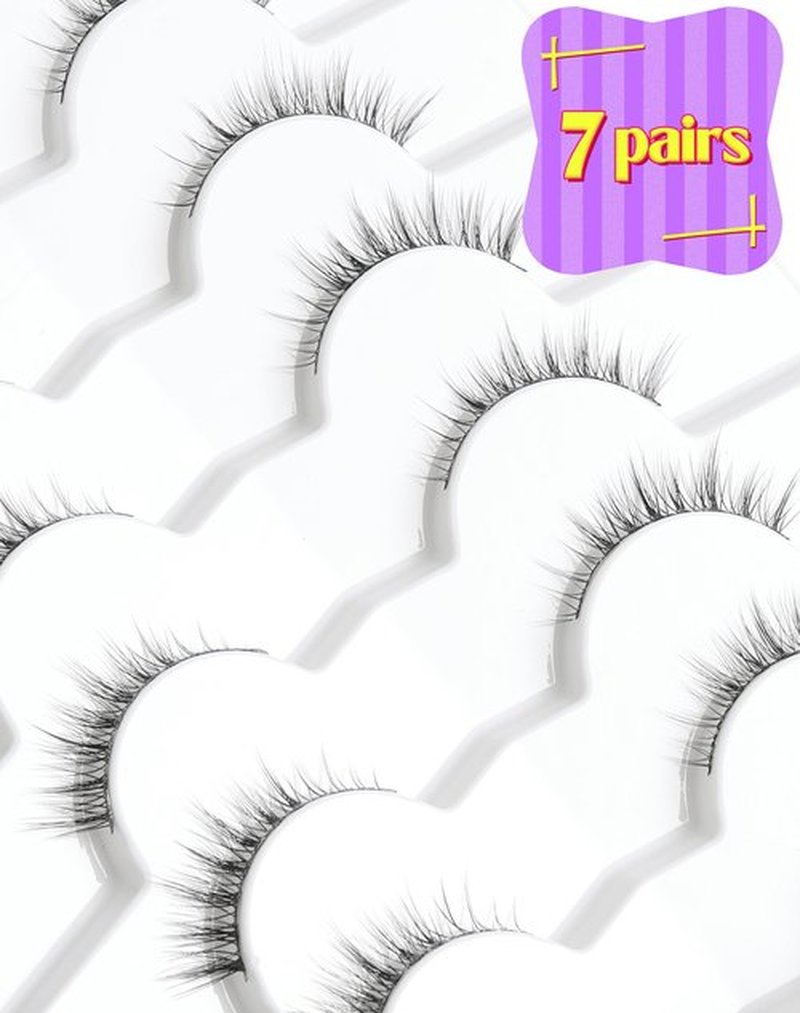 Onlyall Natural Lashes Wispy Lashes Natural Look False Eyelashes Natural Flared Eyelashes False Eye Lashes Soft Fluffy Lashes 7 Pairs HF50-Short Lashes