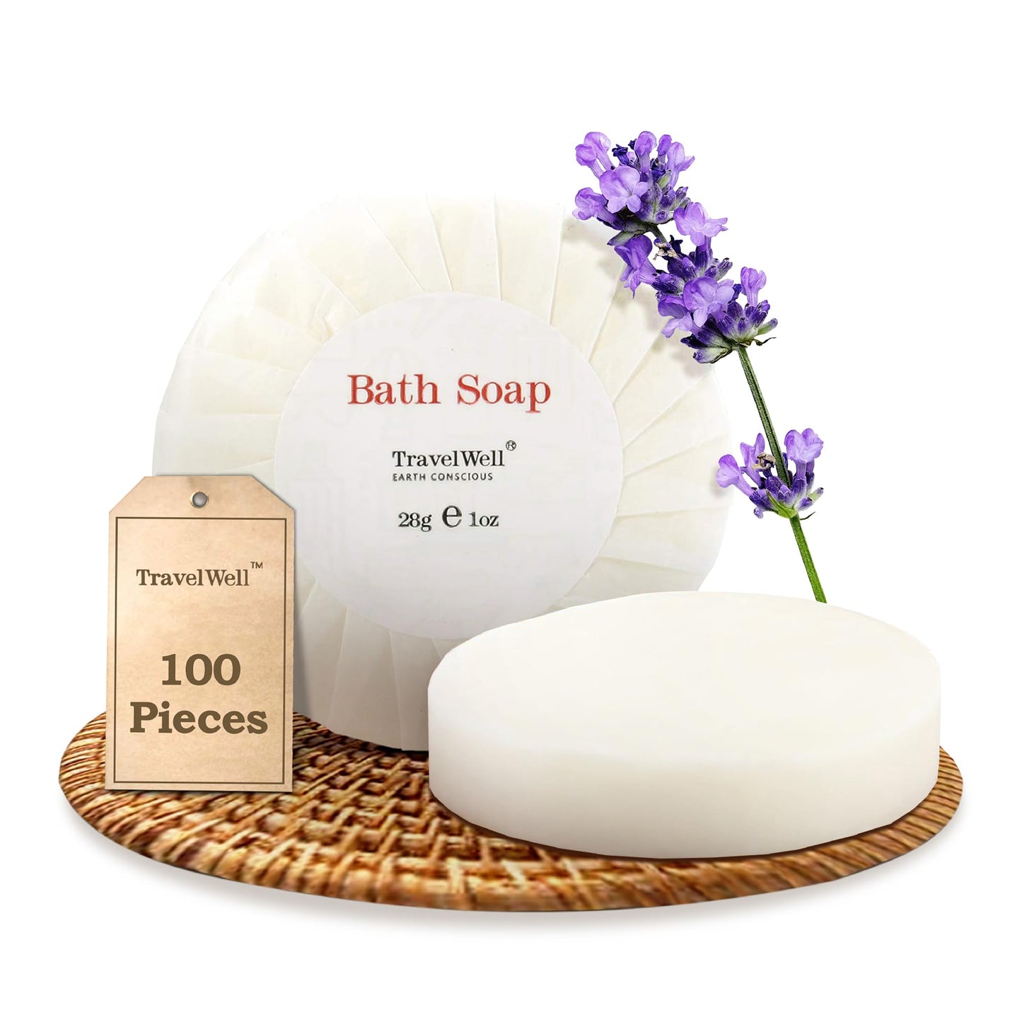 Travelwell Hotel Soap Bars - Individually Wrapped Bulk Hotel Soap - Gentle Paraben-Free Beauty Bar - Travel Mini Size - Pack of 100, 1 Oz