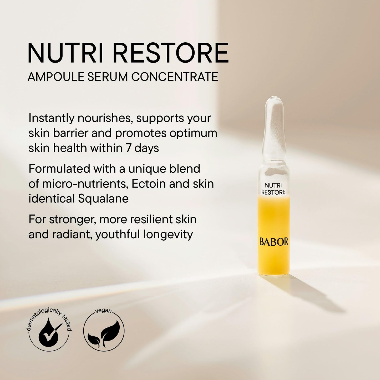 BABOR Nutri Restore Restorative Serum Ampoules for the Face, for Intensely Nourished and Healthy Skin, Vegan Formula, with Amino Acids and Argan Oil, Ampoule Concentrates, 7 x 2 ml