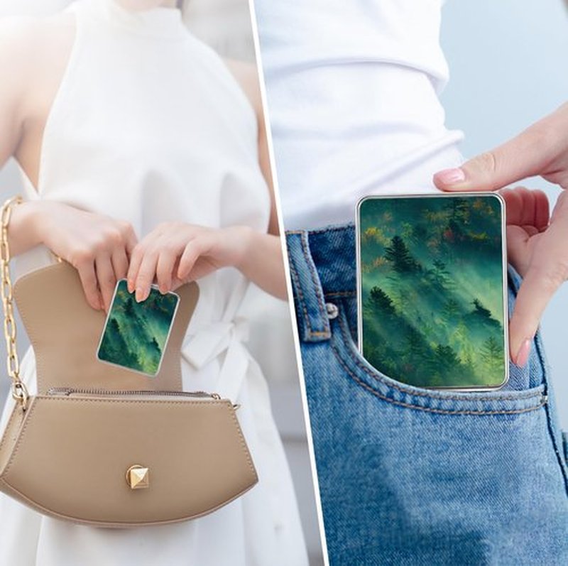 dcdcee Pocket Mirror, Small Travel Mirror with Magnification, Portable Double-Sided Magnifying Cosmetic Mirror for Daily (Forest)