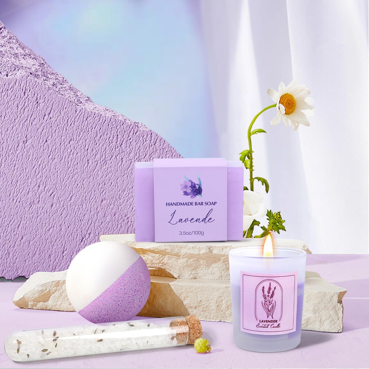 Spa Gift Baskets for Women, Lavender Birthday Gifts for Women, Relaxing Spa Kit Box, Bath and Body Gift Set for Her Mom Wife Sister Friends, Self Care Gift for Woman Mothers Day Christmas Idea