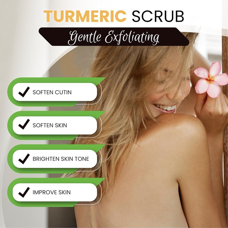 Turmeric Body Scrub - Handmade Natural Exfoliating Scrub for Body, Face & Hands | 7.8oz, All Skin Types