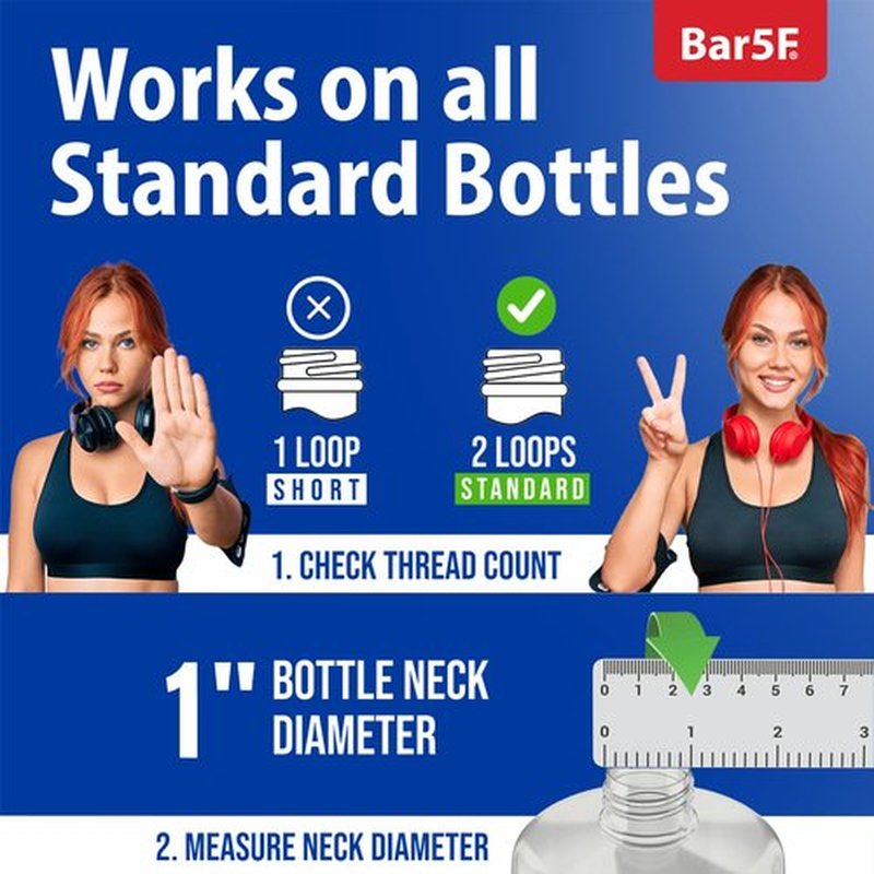Bar5F Pump for 33.8-Oz Shampoo and Conditioner Liter Bottles 1" inch Bottle Neck 2-Pack (White)