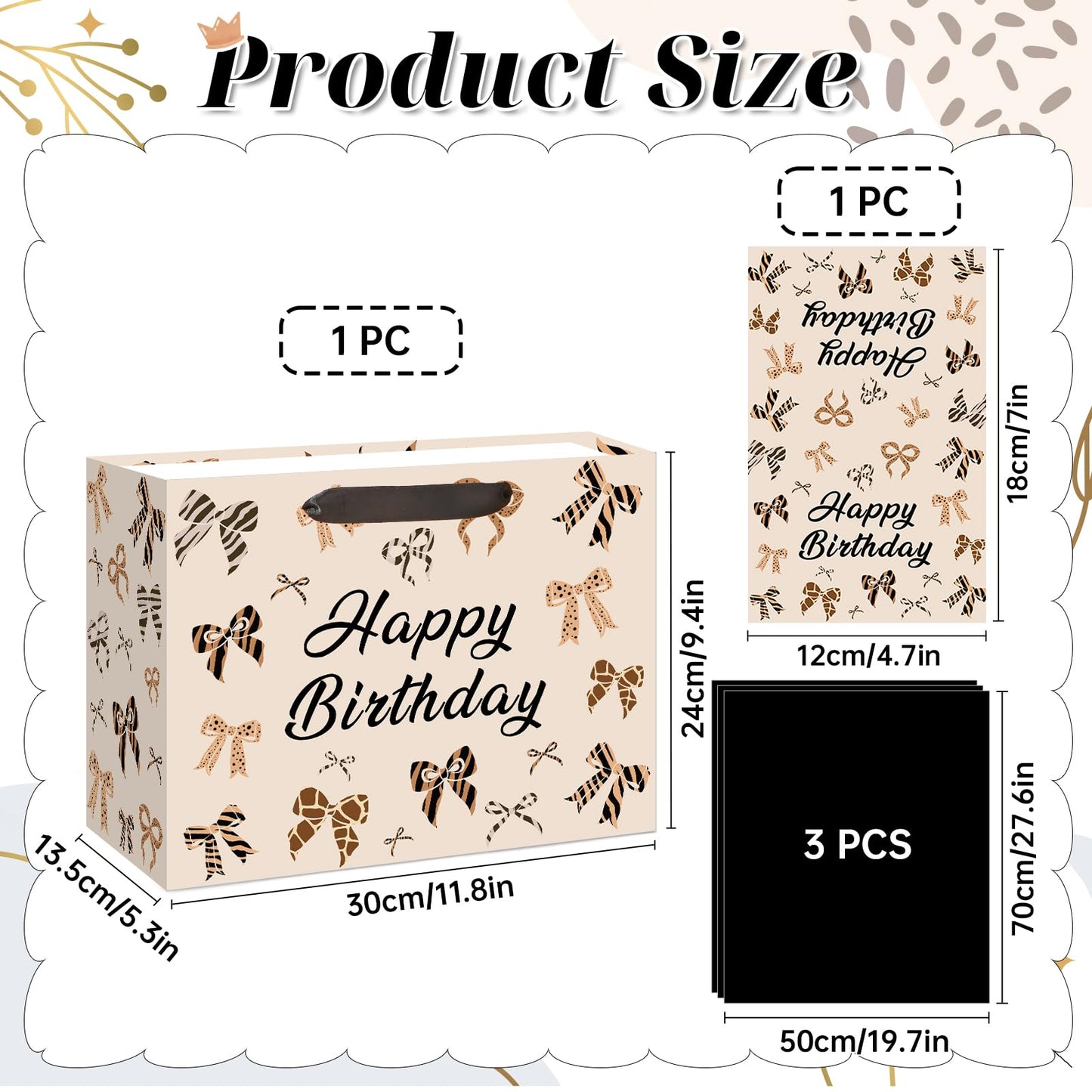 Leopard Birthday Gift Bag with Tissue Paper and Card, Cheetah Print Gift Bag for Girls Women Leopard Wrapping Paper Bags for Animal Cheetah Giraffe Print Themed Gifts Birthday Baby Shower Decorations