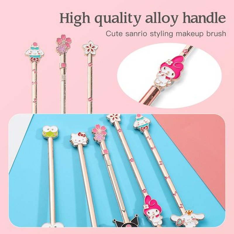 5PCS Cartoon Makeup Brushes Set with Pink Storage Bag, AnimeTheme Cosmetic Brushes, Best for Girl Women