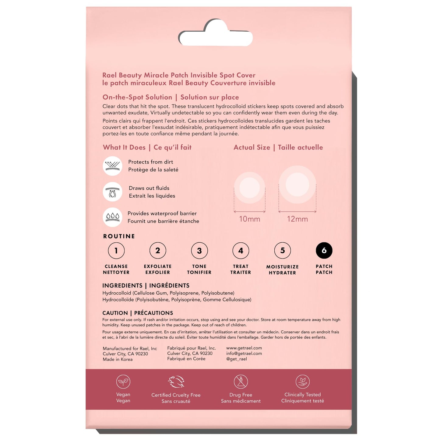 Rael Pimple Patches, Miracle Invisible Spot Cover - Hydrocolloid Acne Pimple Patch, Absorbs Zits & Blemish, Korean Skin Care, 2 Sizes (72 Count)