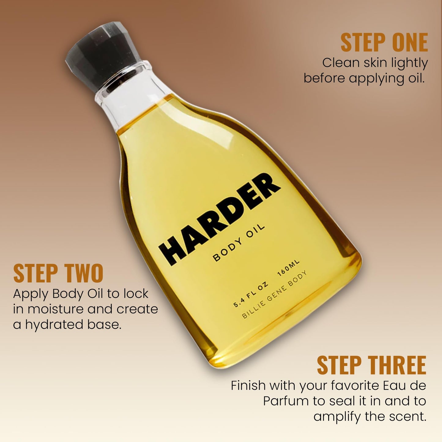 Billie Gene Body Harder Body Oil – Silky Nourishing Moisturizer with Jojoba & Shea Butter – Vegan and Cruelty-Free – Warm Woody Sandalwood & Leather Fragrance for Soft Glowing Skin 5.4oz