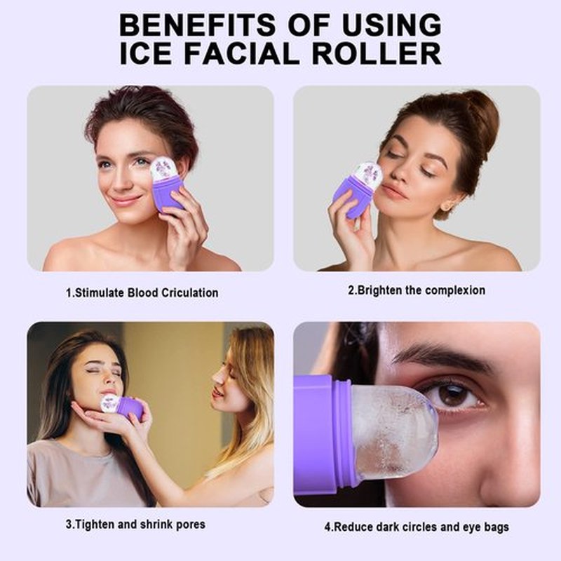 Ice Roller For Face and Eye, Ice Facial Roller Massage Shrink Pore Skin Care Tools, Reusable Ice Stick Remove Dark Circle, Ice Face Mold Sphere Face Ice Cubes for Brighten Lubricate Fine Lines