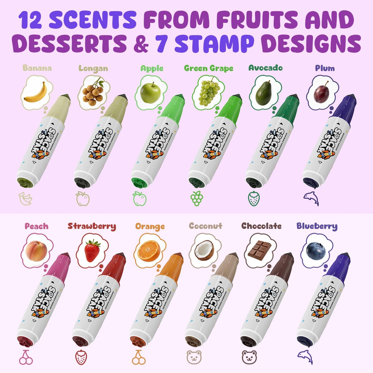 Betem Scented Washable Markers 4 Colors