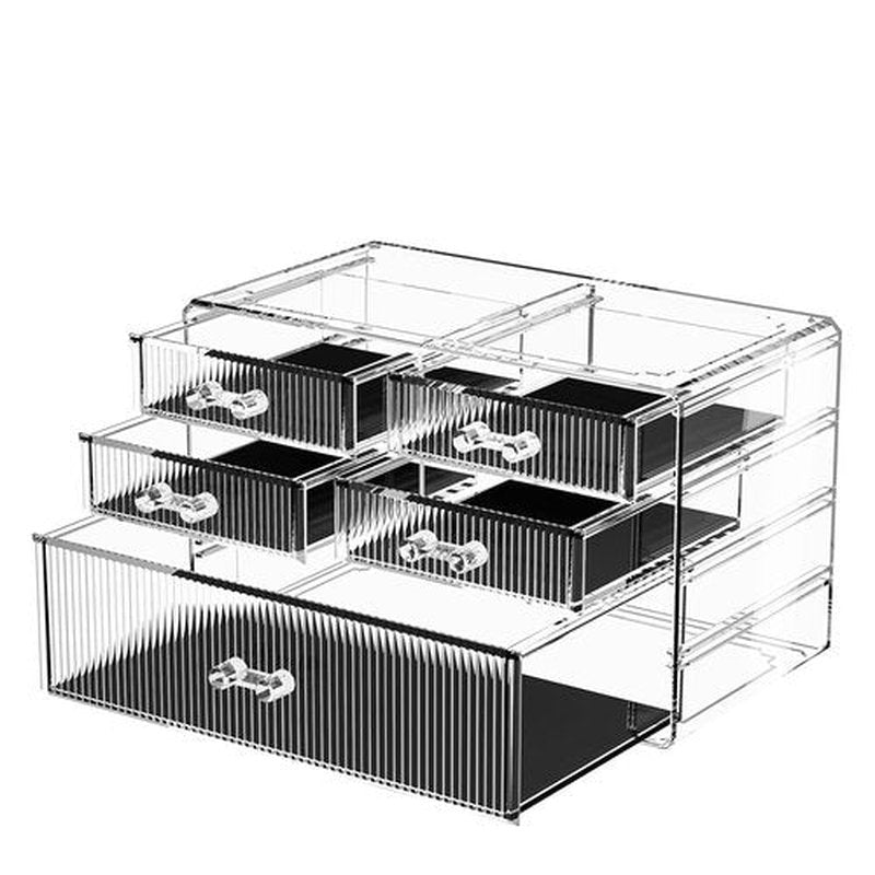 ZHIAI Stackable Storage Drawers, Acrylic Bathroom Counter Organizer Clear Makeup Organizers for Vanity, Kitchen Cabinets, Bathroom, Undersink, Home Organization and Storage (5 Drawers, Pattern C)