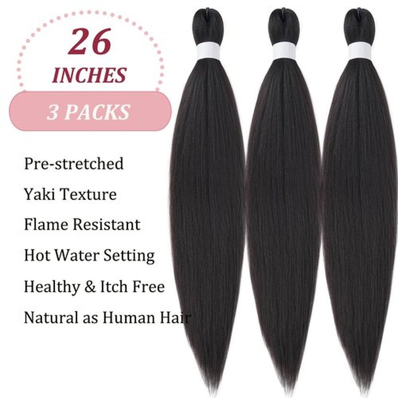 UPruyo Pre Stretched Braiding Hair Brown Color 2 Braiding Hair Pre Stretched Synthetic Hair Extensions for Braiding Box Braids Yaki Knotless Hypoallergenic Prestretched Braiding Hair 26 inch