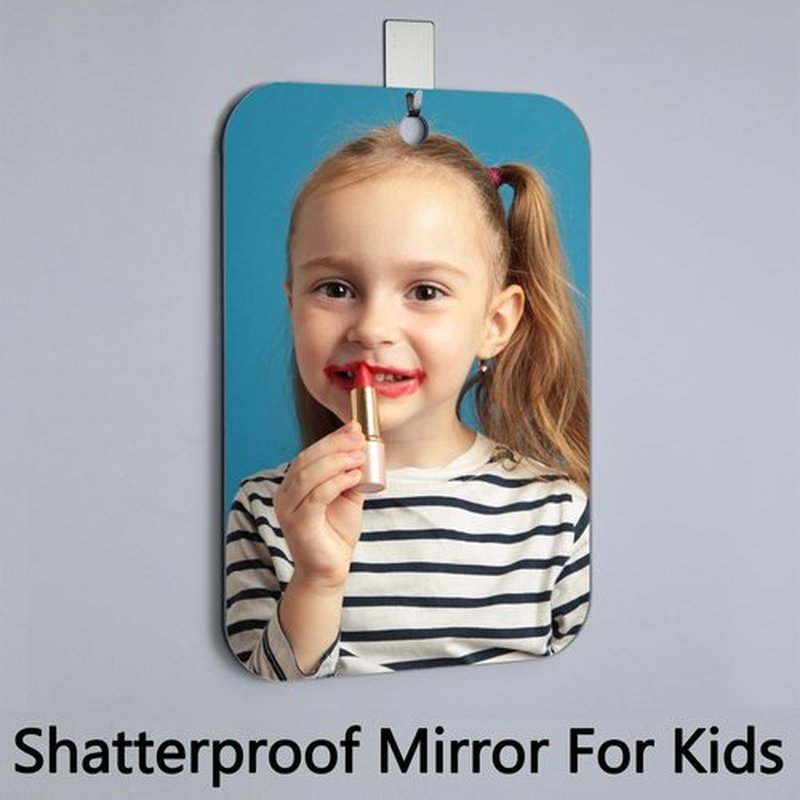 canhard Unbreakable Shower Mirror for Shaving, 8 x 6 Inch Medium and Portable Shower Mirror for Men with Adhesive Locker Mount, Ideal for Camping and Traveling, Anti Fog Free Suction