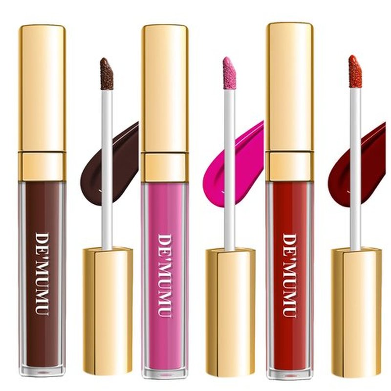 DE'MUMU 3Pc Matte Liquid Lipsticks for Women, Dark Brown Lipstick Pink Lipstick Dark Red Lipstick, Cruelty Free Long Lasting Lip Makeup (DM15+DM06+DM18)