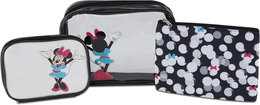 Mickey Mouse Travel Cosmetic Case Set - 3-Piece Makeup Organizer for Kids & Adults