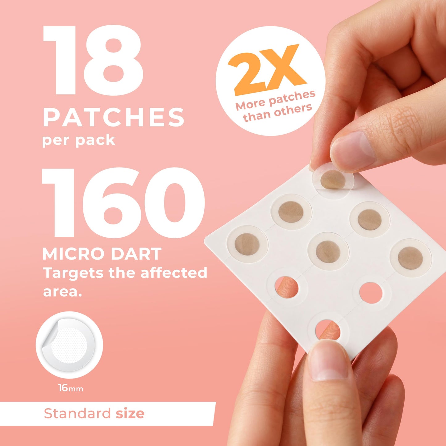 PatchRx Micro Needle Pimple Patch (18 Pack) - Hydrocolloid Micropoint Pimple Patch For Acne & Pimples, Microdart Patch, Micro Dart Pimple Patches