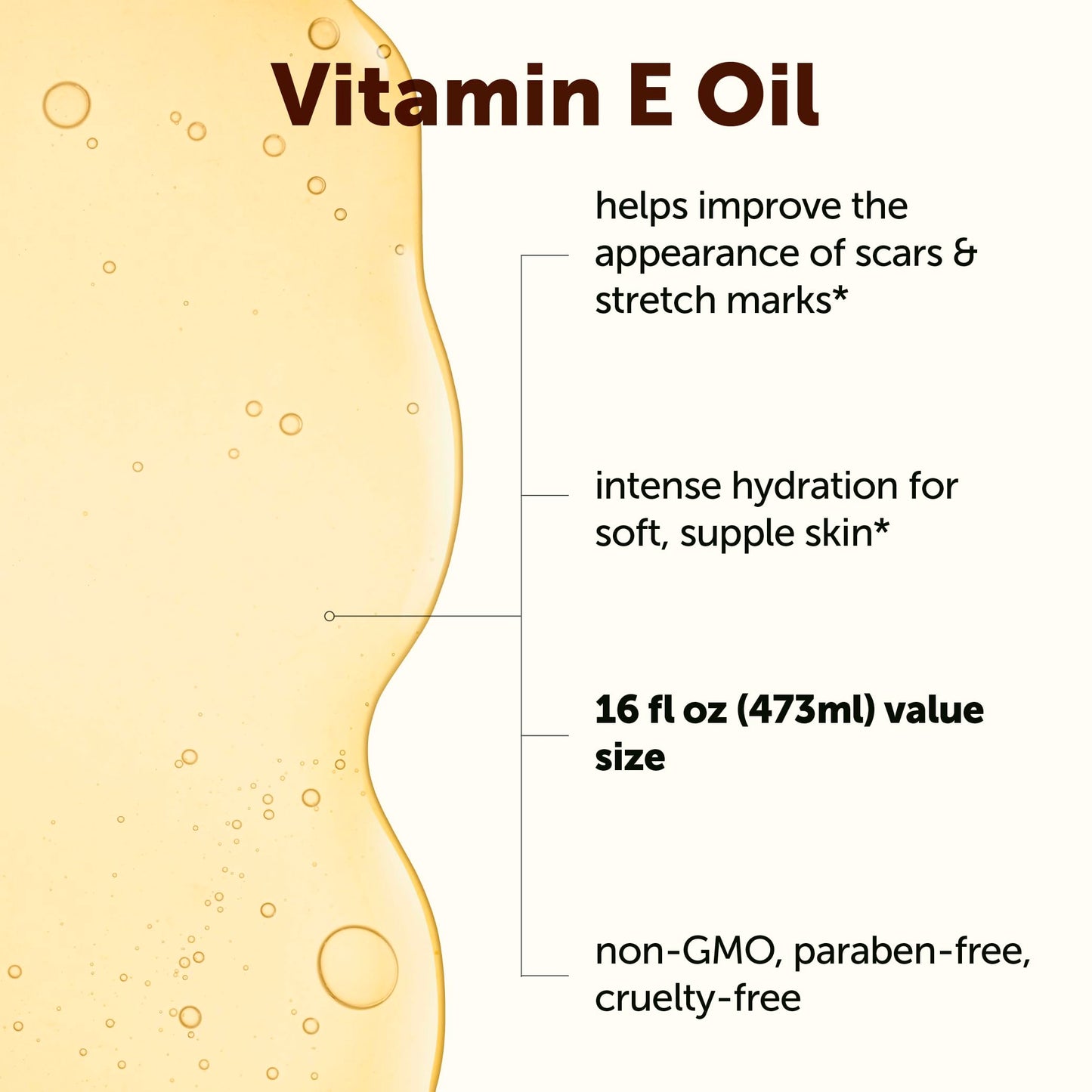 Micro Ingredients Bulk Size Vitamin E Oil 40,000 IU, 16 fl oz – Deep Moisturizing Skin, Face & Hair Oil for Dry Skin, Scars & Stretch Marks* – Fragrance-Free, Non-GMO, Cruelty-Free