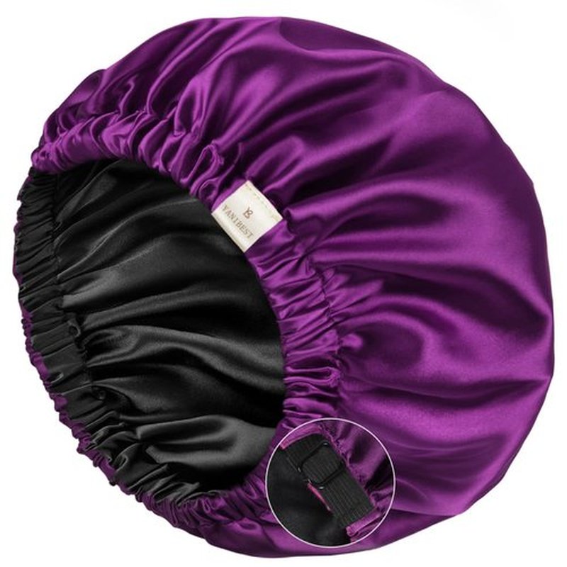 YANIBEST Silk Bonnet Satin Bonnet for Sleeping Women and Men, Adjustable Double Layer Hair Bonnet for Curly Braids Hair Bright Purple