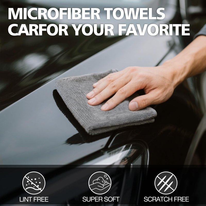 Microfiber Cleaning Cloths - 12 Pack Ultra Absorbent 13x13 Inch Towels | Lint-Free Car Washing Rags, 1200 Washes