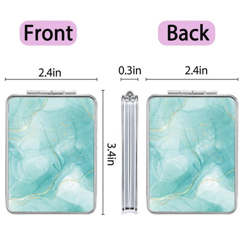 dcdcee Pocket Mirror, Small Travel Mirror with Magnification, Portable Double-Sided Magnifying Cosmetic Mirror for Daily (Beautiful Marble)