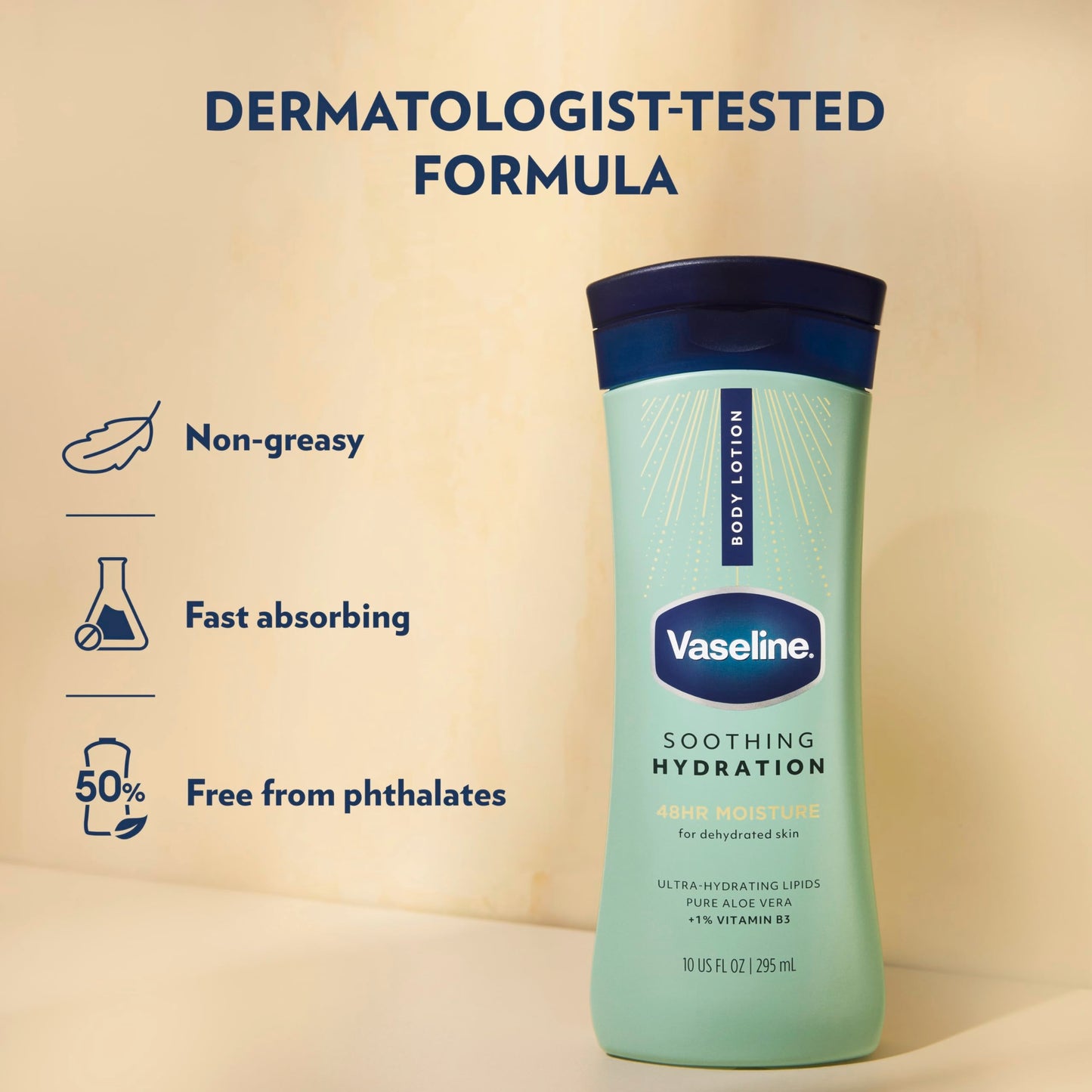 Vaseline Intensive Care Hand and Body Lotion For Dehydrated Skin Soothing Hydration Dry Skin Lotion with Aloe Vera Extract & Ultra-Hydrating Lipids 10 oz